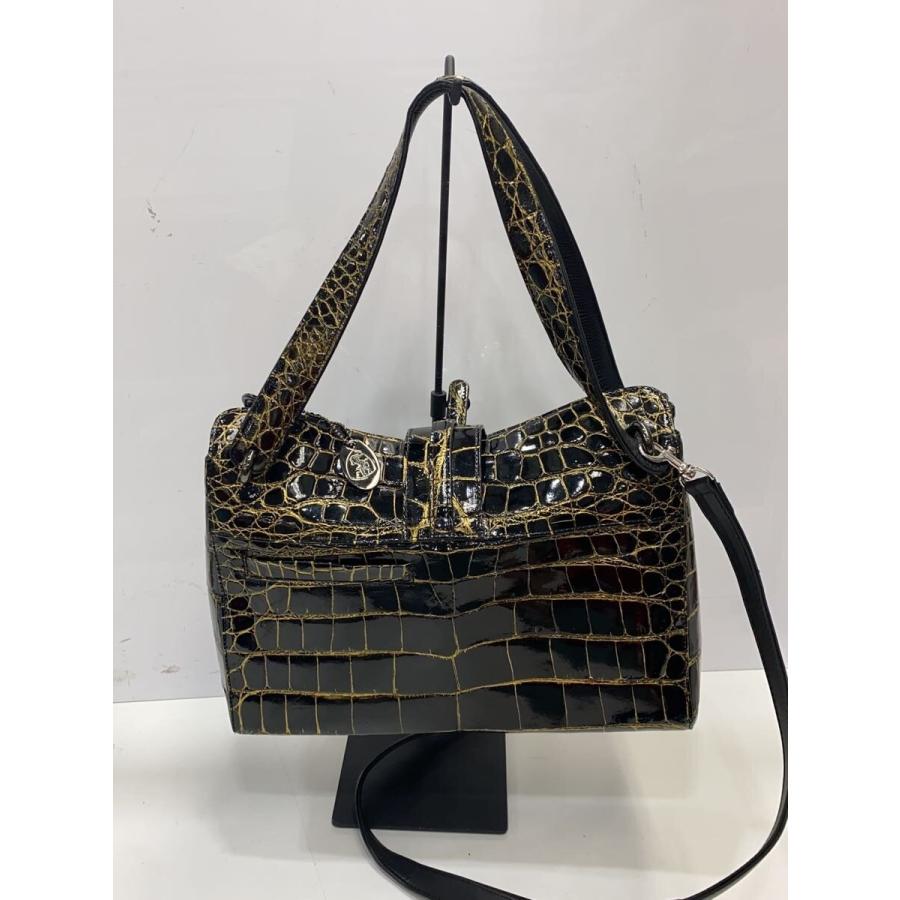 JRA認定/クロコダイル/Maam ELEGANCE/ショルダーバッグ/レザー/BLK 