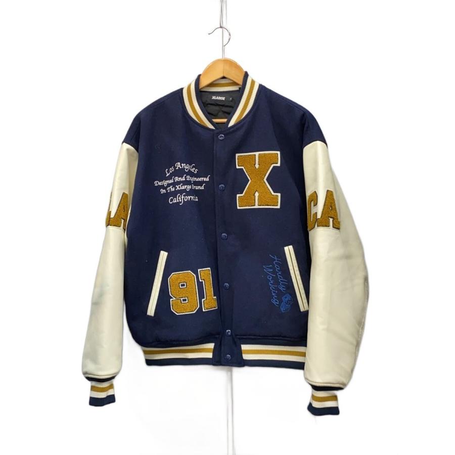 送料込　90sLeeSPORTデニムスタジャン　オーバーン大学カレッジフェード X-LARGE◇OG LOGO VARCITY JACKET/スタジャン/L/ウール/NVY