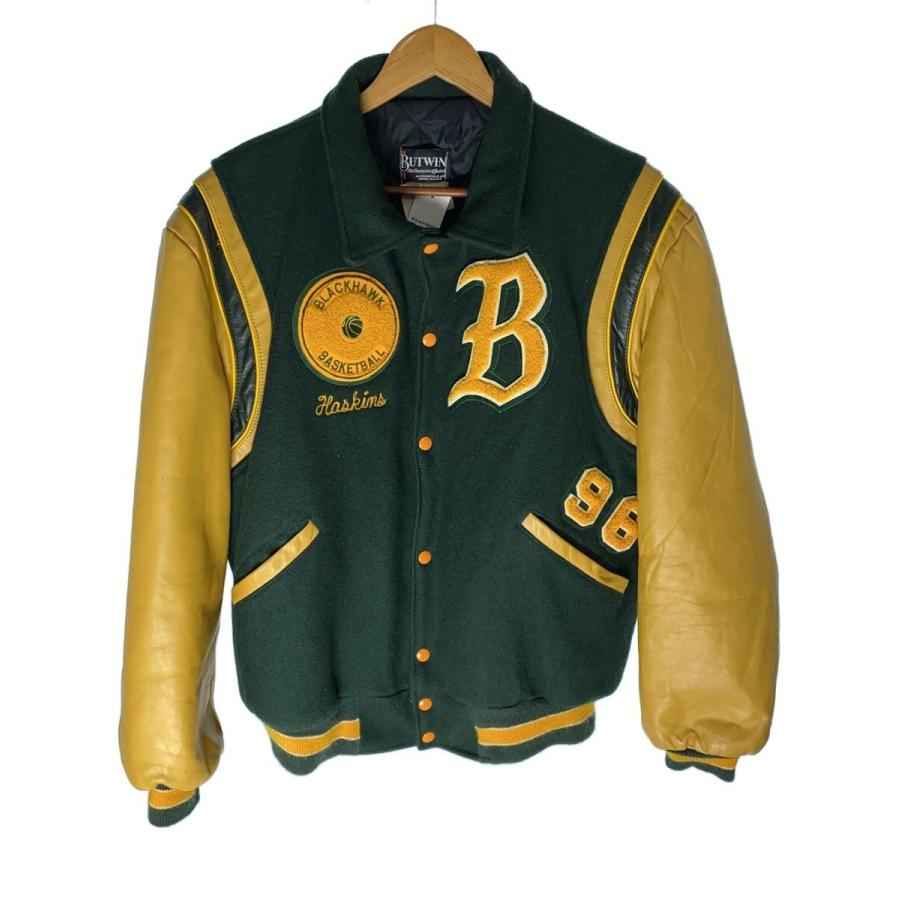 BUTWIN◇スタジャン/XL/ウール/GRN : セカンドストリートYahoo!店 