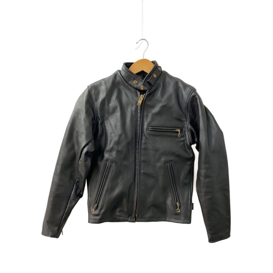 Schott◇シングルライダースジャケット/34/レザー/BLK/641E