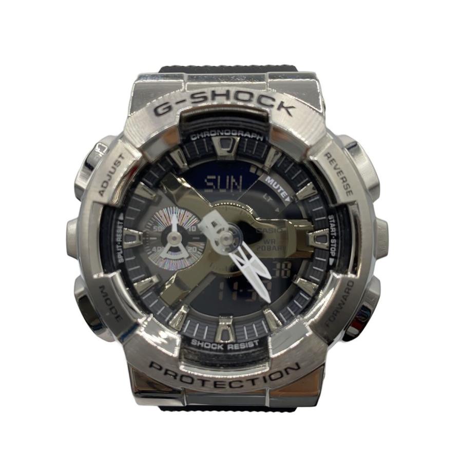 CASIO◇クォーツ腕時計_G-SHOCK/デジアナ/ラバー/シルバー/ブラック