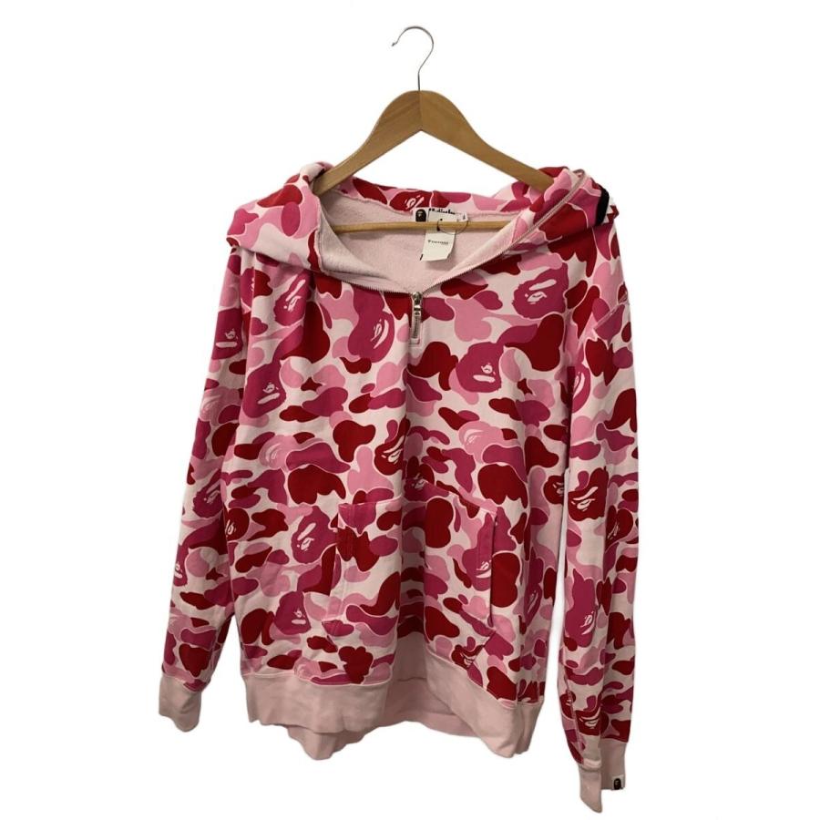 BAPE ピンクカモフラージュ ジップアップパーカー A BATHING APE◇ジップパーカー/XL/コットン/PNK/カモフラ