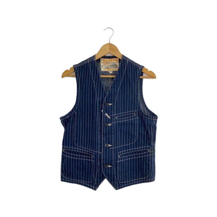 SUGAR CANE◇ベスト/36/コットン/NVY/ストライプ/SC12654/9oz. WABASH