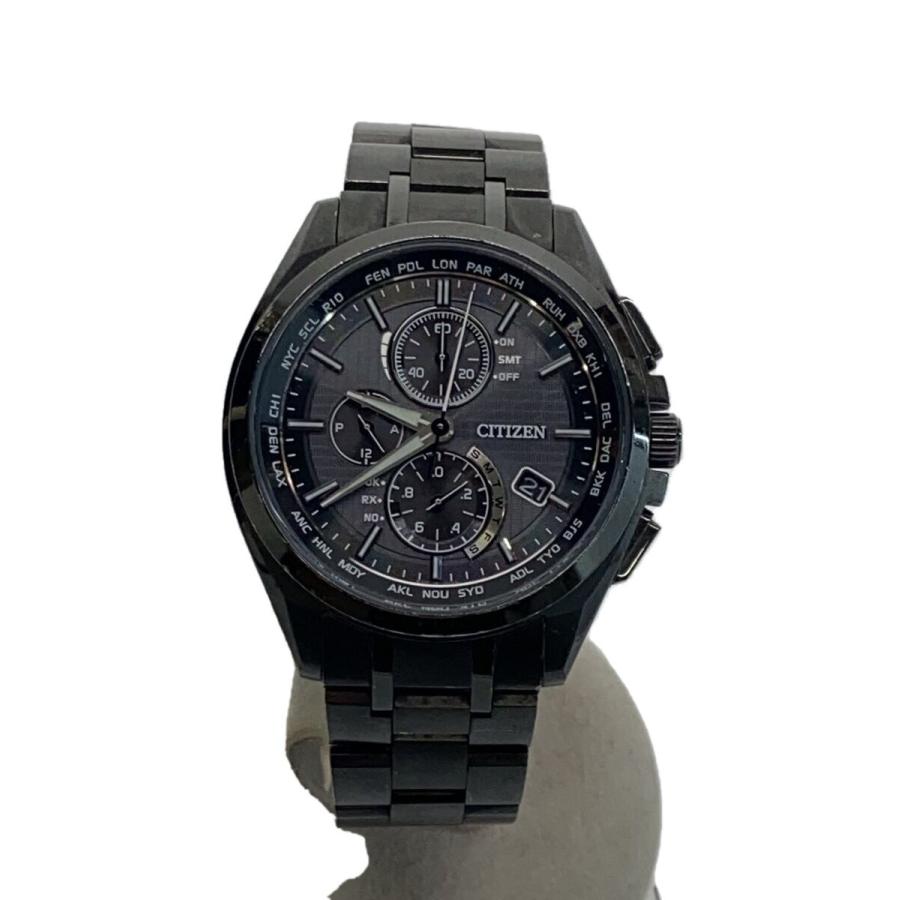 CITIZEN◇ソーラー腕時計/アナログ/ステンレス/BLK/BLK/チタン/H804