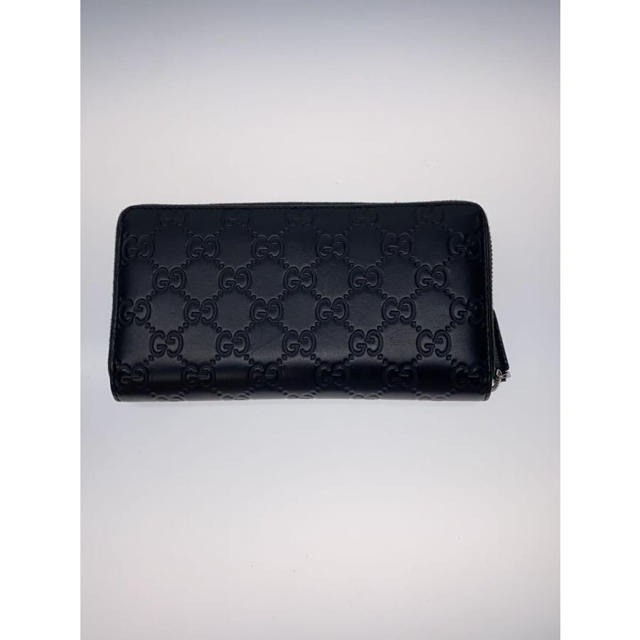 GUCCI◇長財布_アヴェル_グッチシマ/レザー/BLK/モノグラム