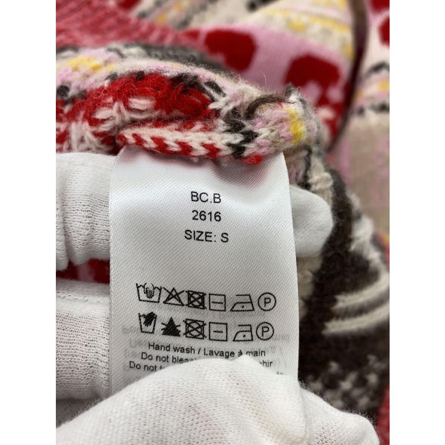 GANNI◇カーディガン(厚手)/S/ウール/PNK/総柄/K1959/Logo Wool Mix