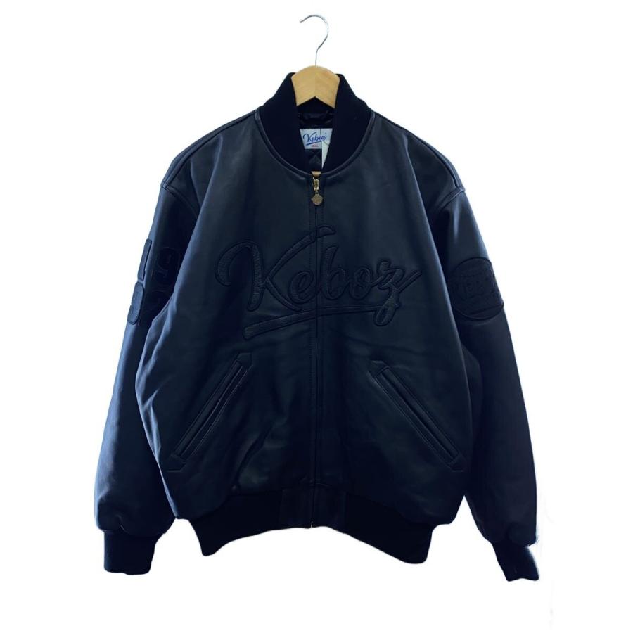 Keboz◇23AW/LEATHER VARSITY JACKET/オールレザー/S/羊革/BLK/毛玉有