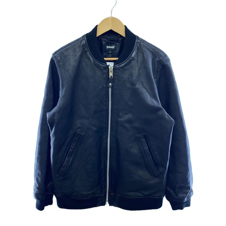 Schott◇LEATHER JACKET BOWERY/シングルライダースジャケット/M/BLK