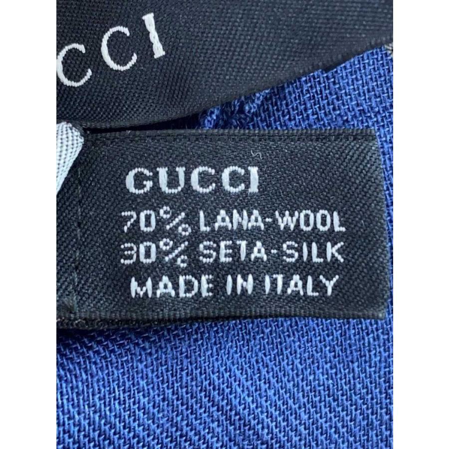 美品 GUCCI グッチ 総柄 大判スカーフ ウール ネイビー系 GUCCI◇大判/GGモノグラム/スカーフ/ウール/BLU/総柄/レディース