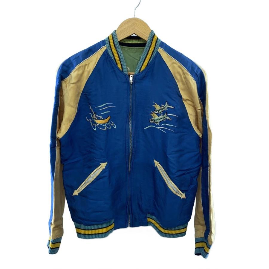 TAILOR 東洋◇HAWAII×鷲/ブルー×グリーン/スカジャン/S/アセテート/BLU