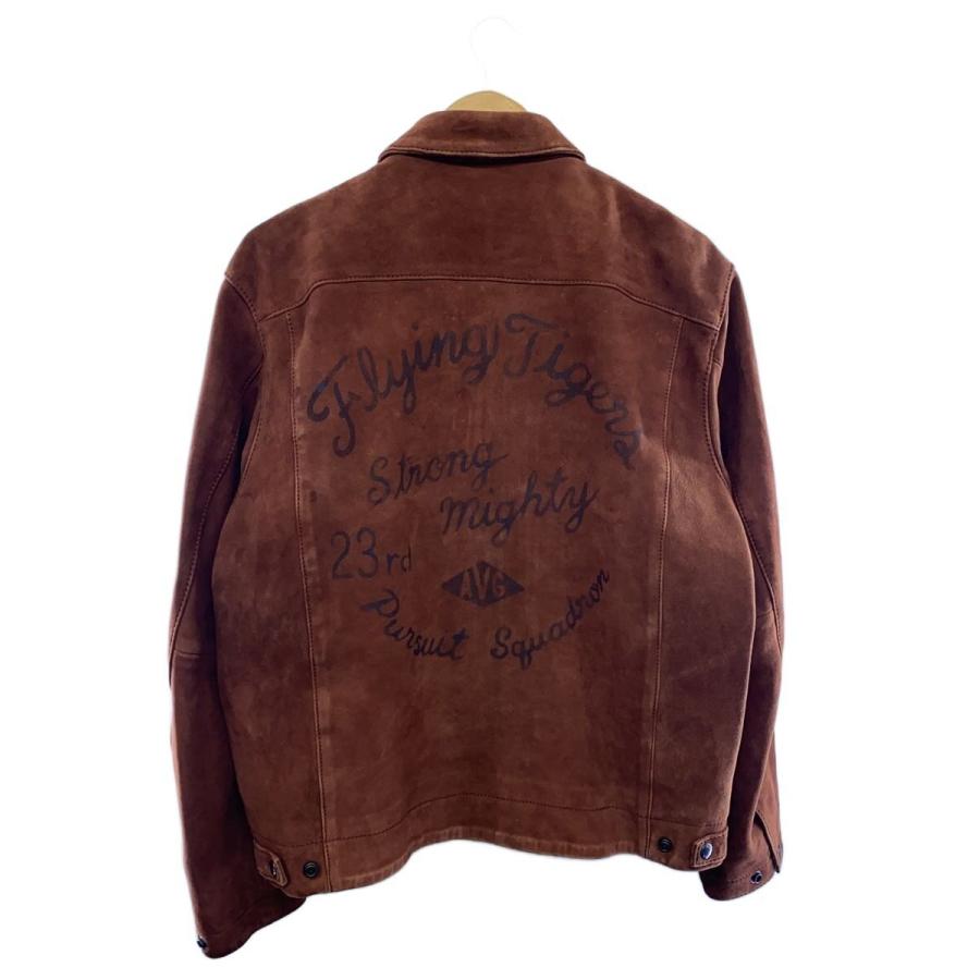 AVIREX◇AGED SUEDE SOUVENIR JACKET/L/スウェード/羊皮/BRW/783