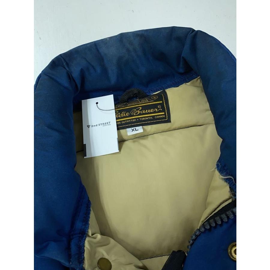 EDDIE BAUER◇80s-/黒タグ/ダウンベスト/ダブルジップ/XL/ナイロン/BLU