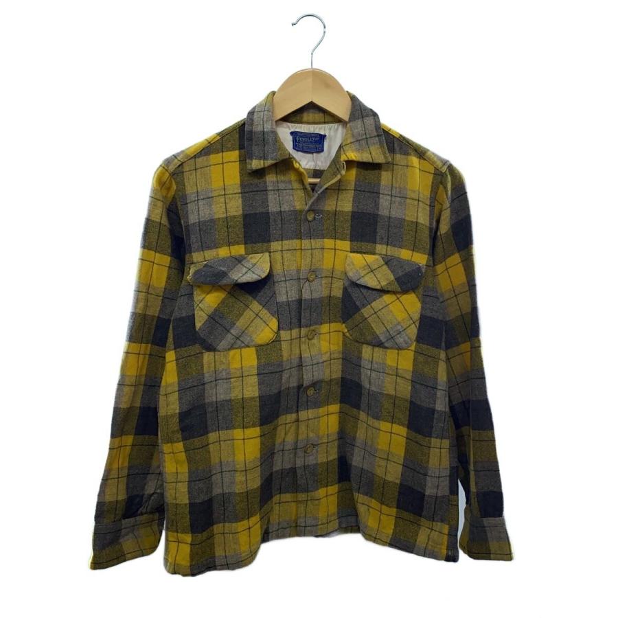 50s PENDLETON 開襟長袖シャツ 状態カラーサイズ◎ USA製 50s Pendleton オープンカラー 開襟ボードシャツ サイズM 楽天