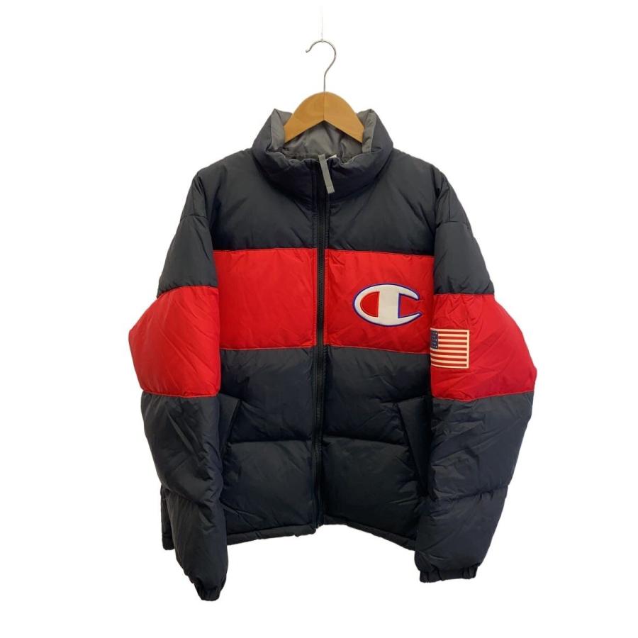 Champion◇ダウンジャケット/XL/ナイロン/ブラック×レッド/C3-Q607