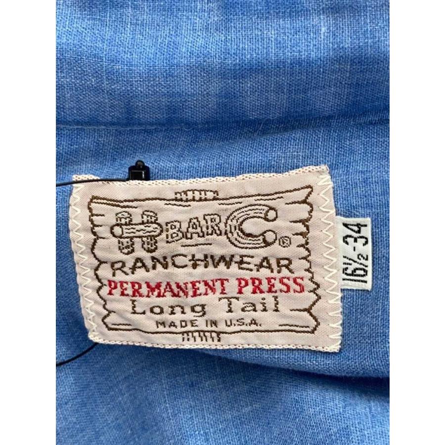 H BAR C◇70s/MADE IN USA/ウエスタンシャツ/プリント/16.5/NVY 