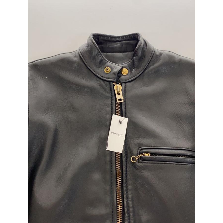 VANSON◇シングルライダースジャケット/MADE IN USA/34/レザー/BLK