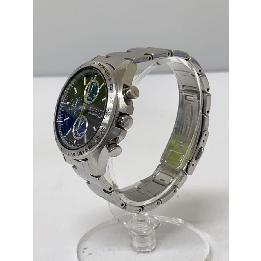 SEIKO◇使用感有/傷有/クォーツ腕時計/アナログ/ステンレス/BLK/SLV 