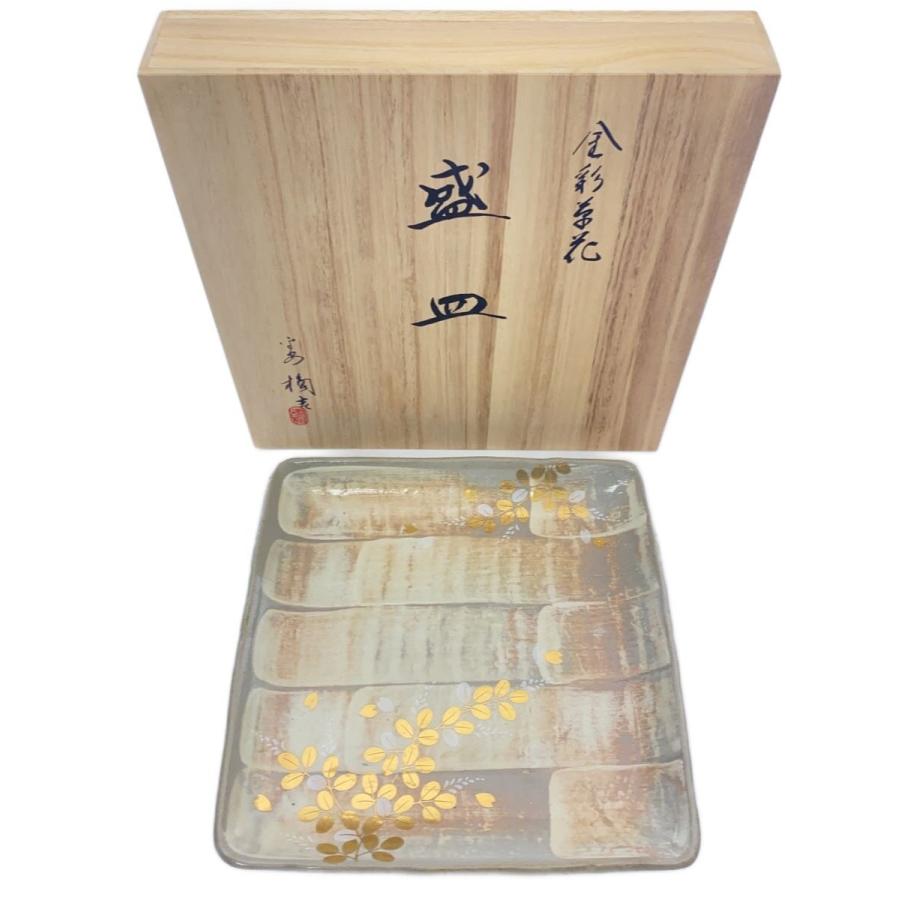 たち吉◇大皿/947-153/金彩草花/盛皿(桐)/未使用/桐箱有// : セカンド