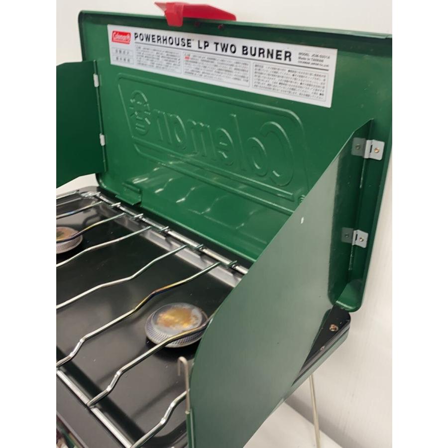 コールマン新品未使用品Coleman ツーバーナーコンロ グリーン　台付き！ Coleman◇POWERHOUSE LP TWO BURNER JCM-S201A/ガス/ツーバーナー