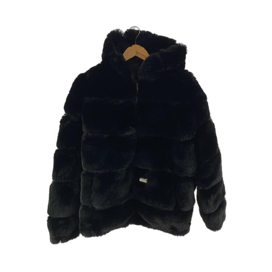 Supreme◇Faux Fur Hooded Jacket/ジャケット/M/ポリエステル/ブラック