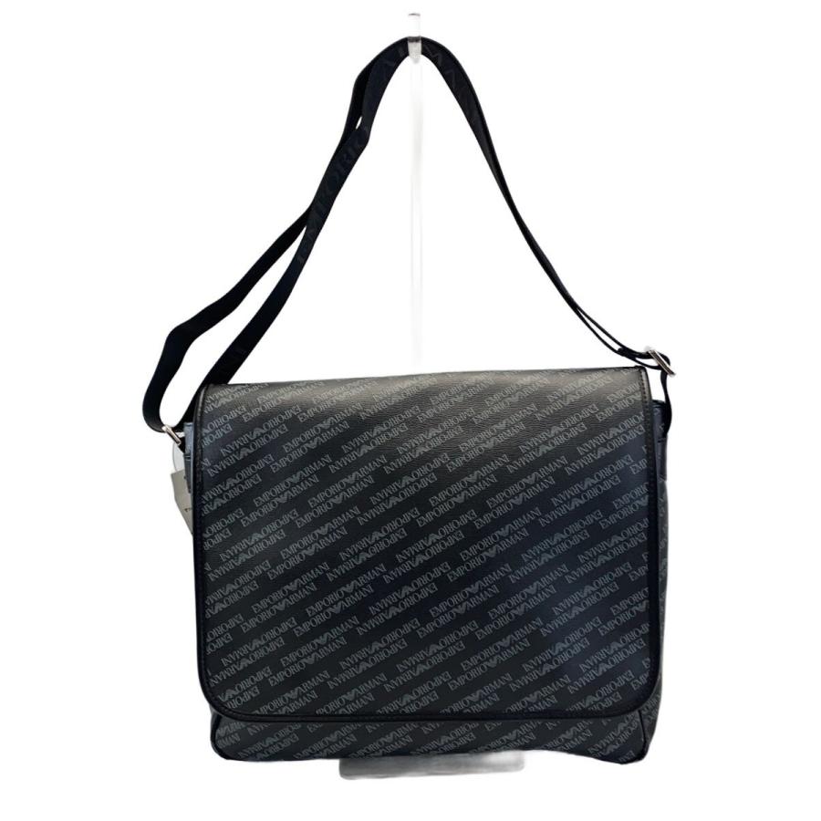 テ*ン様 EMPORIO ARMANI ショルダーバッグ EMPORIO ARMANI◇ショルダーバッグ/レザー/BLK/総柄/※角スレあり・状態