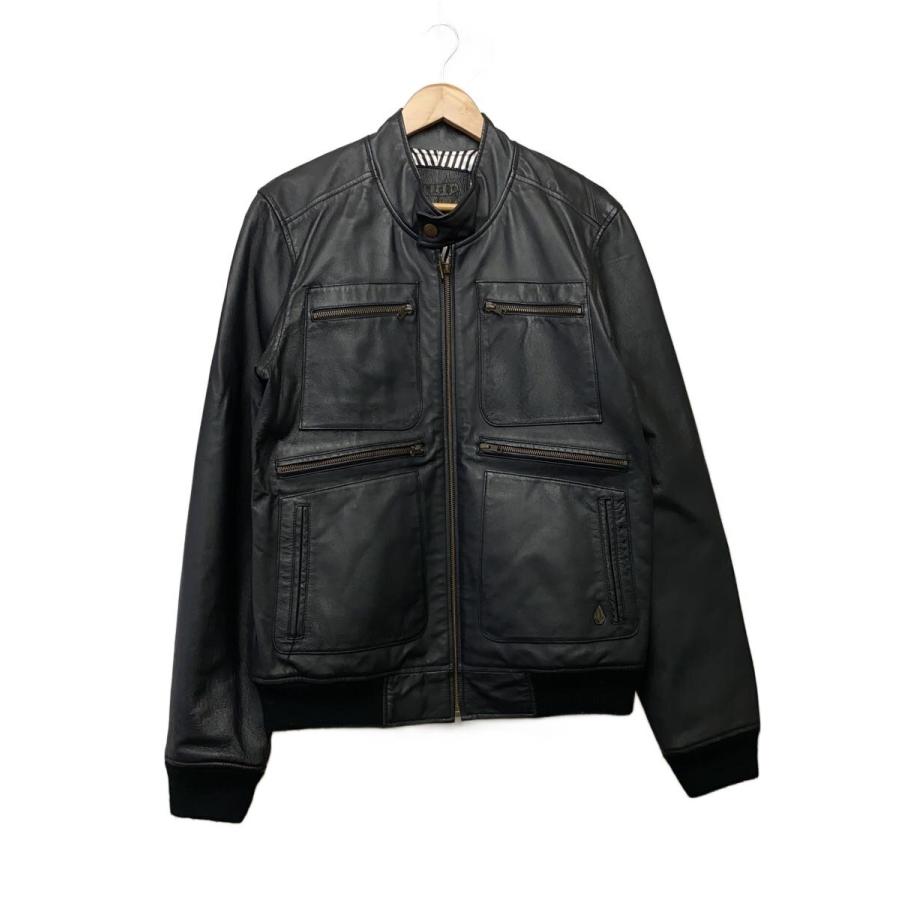 VOLCOM◇レザージャケット・ブルゾン/L/豚革/BLK/A16312JA 
