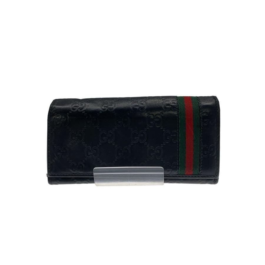 GUCCI ブラックレザー 長財布　メンズ GUCCI◇長財布/レザー/BLK/総柄/メンズ// : セカンドストリートYahoo