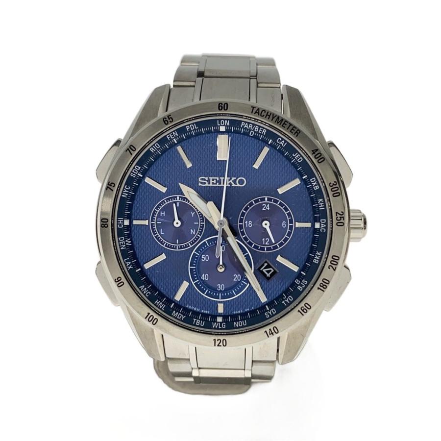 SEIKO◇BRIGHTZ/電波ソーラー腕時計/アナログ/ステンレス/SLV/8B92