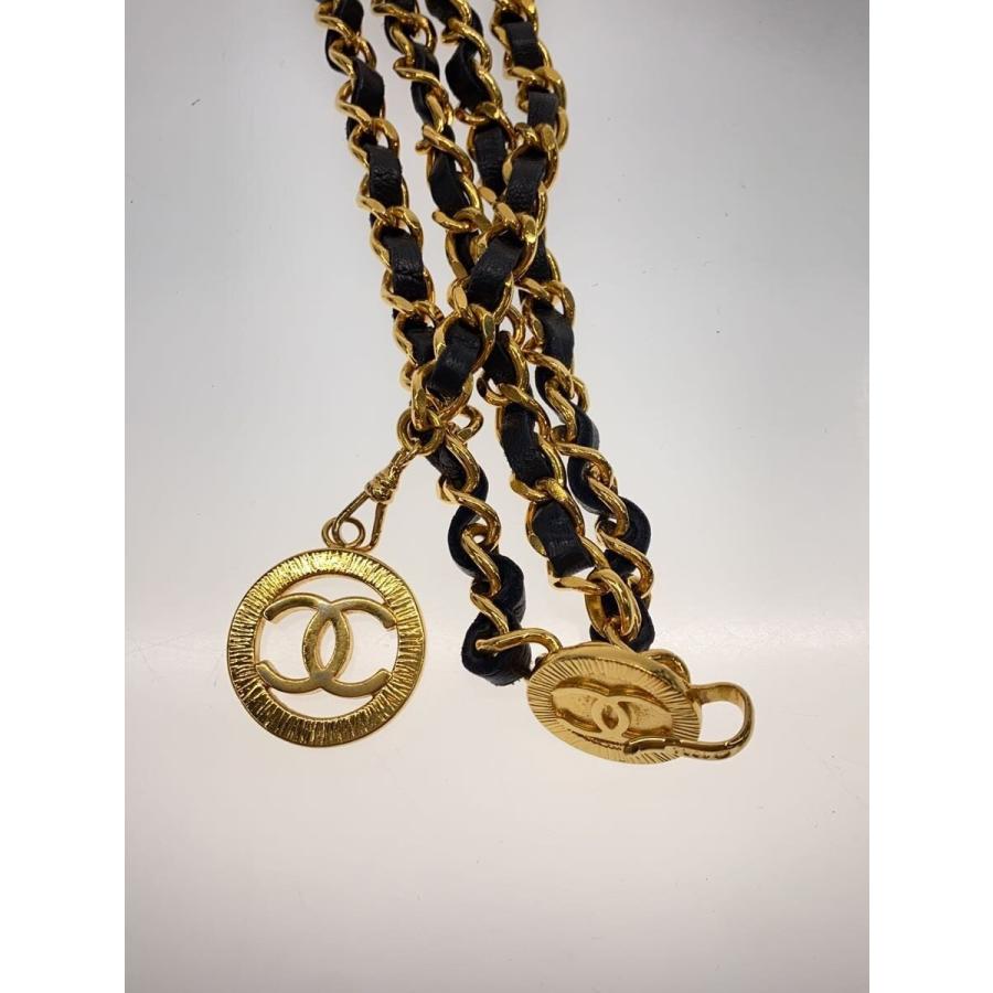 CHANEL 黒と金のチェーンベルト CHANEL◇ロゴチェーンベルト/BLK/レディース/ゴールド : セカンド