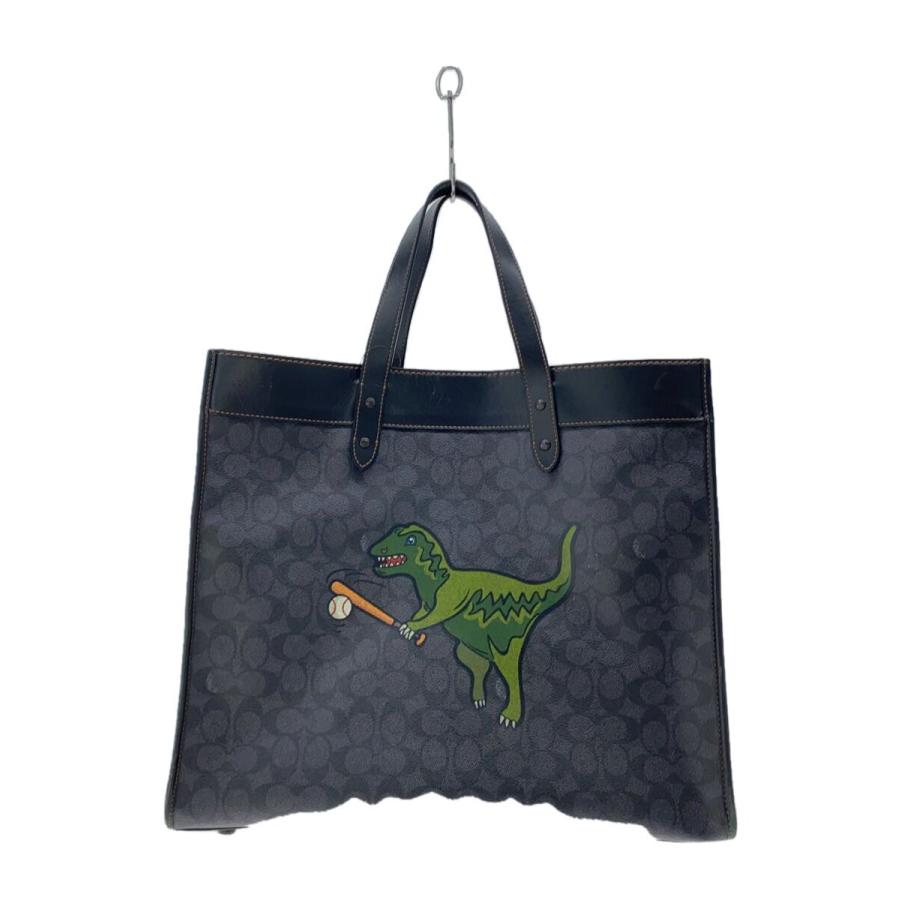 COACH◇レキシープレイフィールドトート40/レザー/ブラック/総柄/C4723 