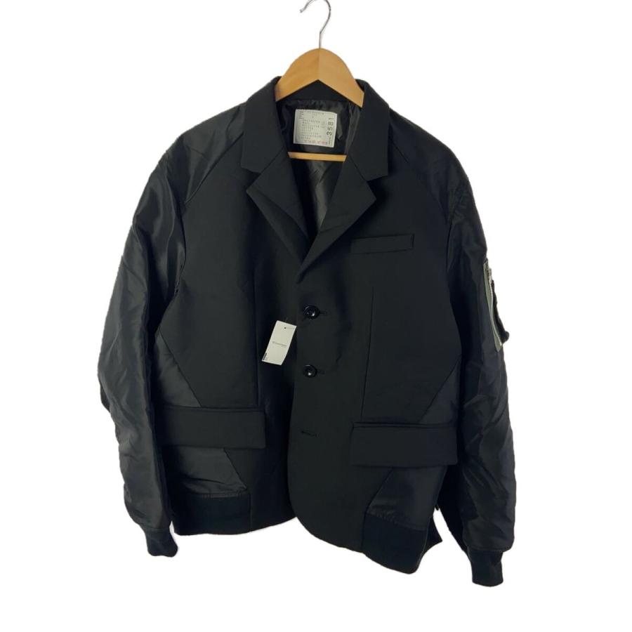 sacai◇Suiting Bonding Mix Jacket/3/ポリエステル/BLK/25-03581M