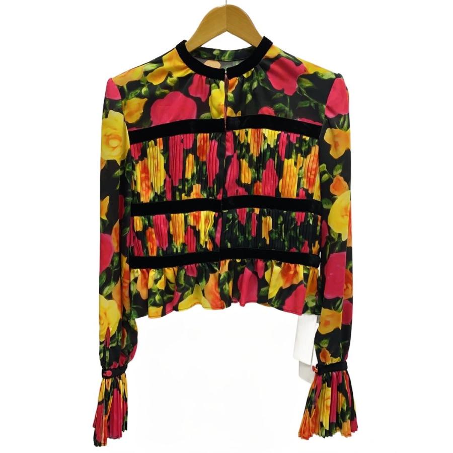 FETICO◇FLORAL PRINT SATIN PLEATED BLOUSE/ブラウス/1/ポリエステル