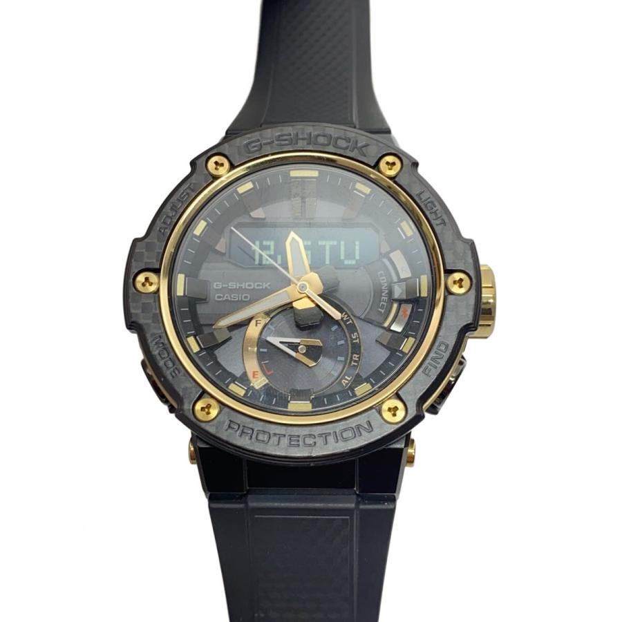 CASIO◇ソーラー腕時計/デジタル/ラバー/BLK/BLK/カーボン/GST-B200X