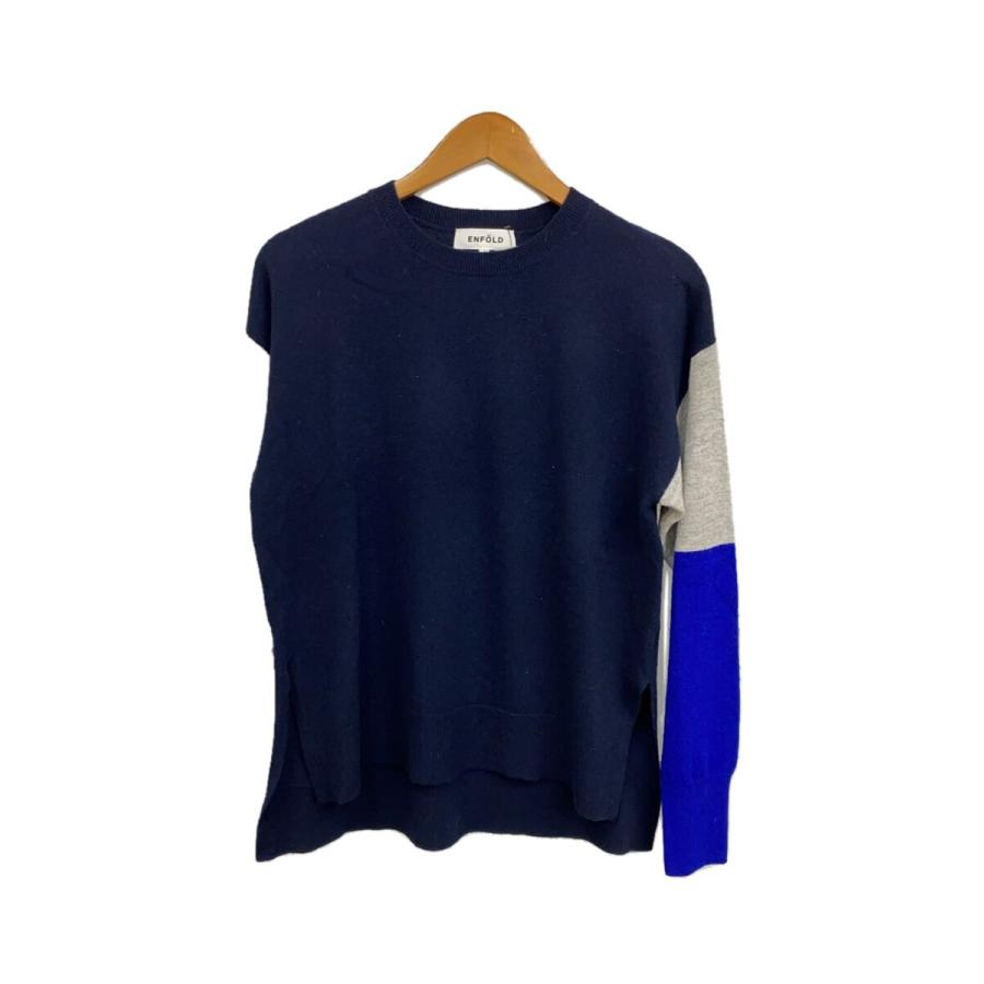 ENFOLD◇BI-COLOR PULLOVER/ニット・セーター(薄手)/38/ウール/NVY