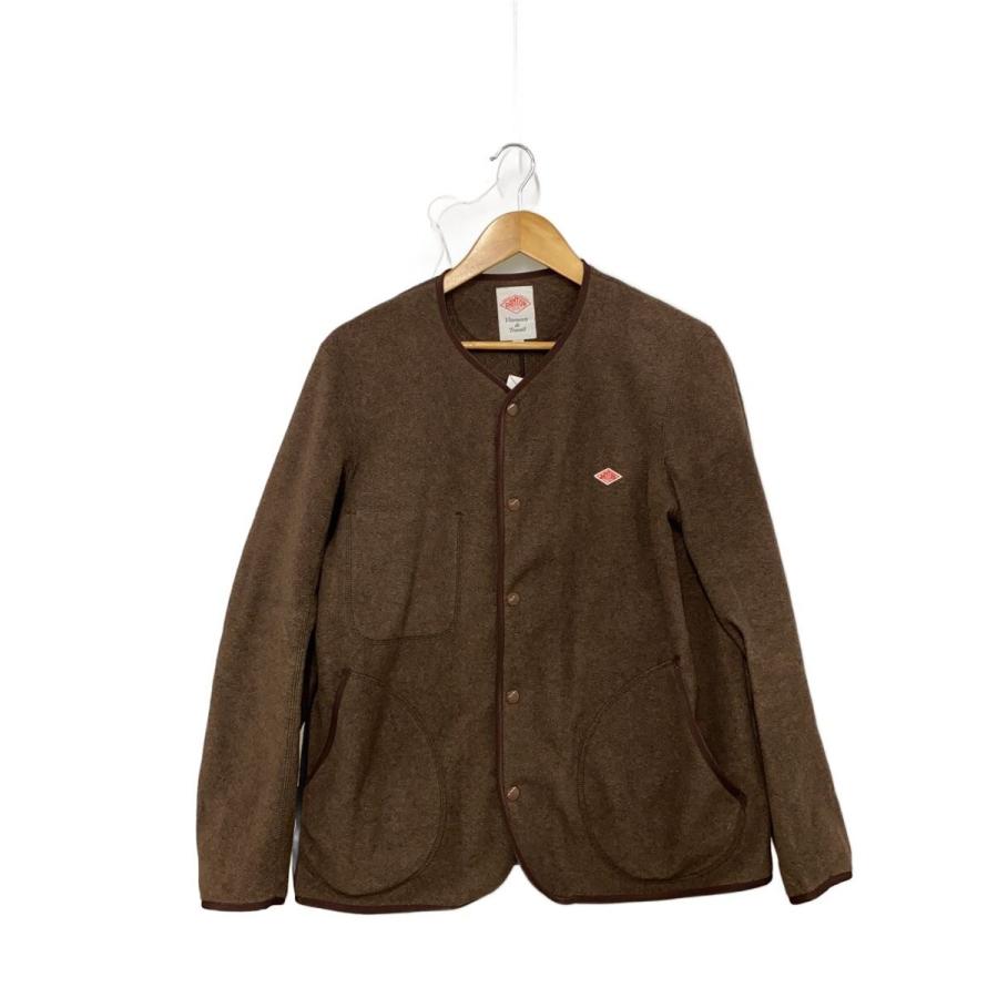 DANTON ＊ノーカラーフリースジャケット＊ベージュグレー＊サイズ40 DANTON◇ノーカラーフリースジャケット/40/ポリエステル/19AW