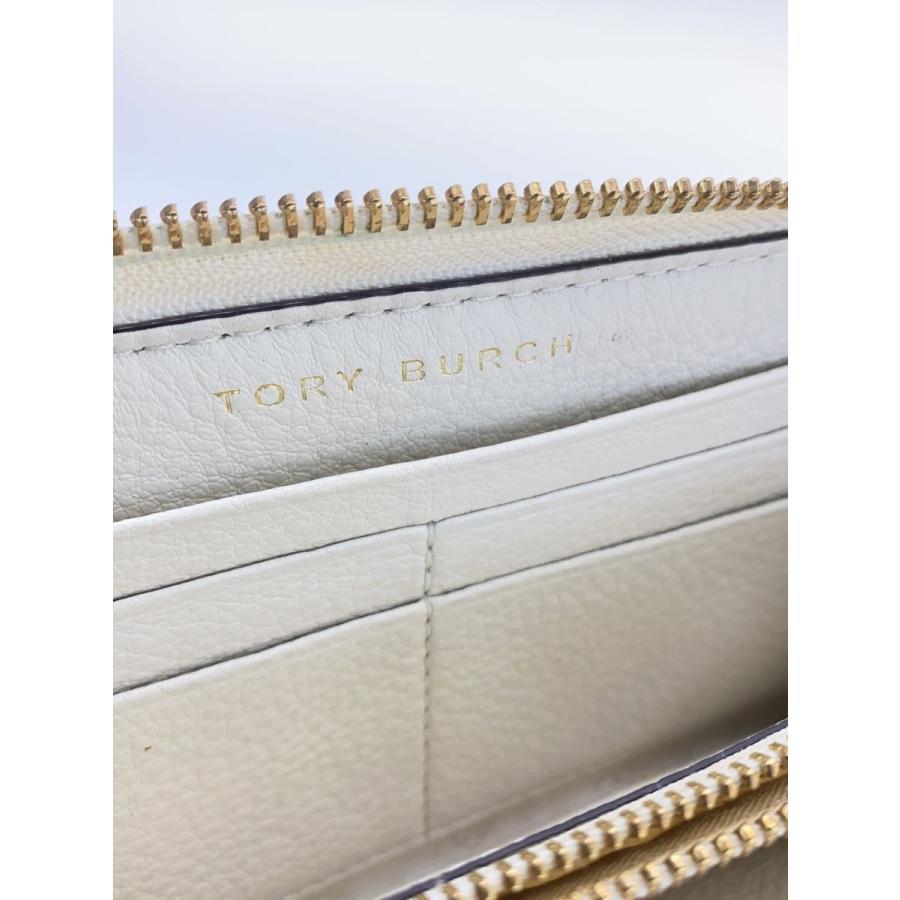 TORY BURCH◇ラウンドジップ/長財布/レザー/WHT/レディース : セカンド