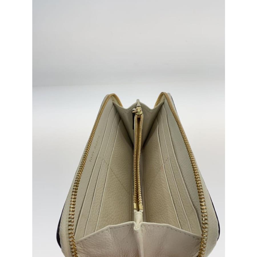 (美品)大人気、トリーバーチ、折財布、ラウンドジップ、オールレザー、人気色、現行 TORY BURCH◇ラウンドジップ/長財布/レザー/WHT/レディース : セカンド