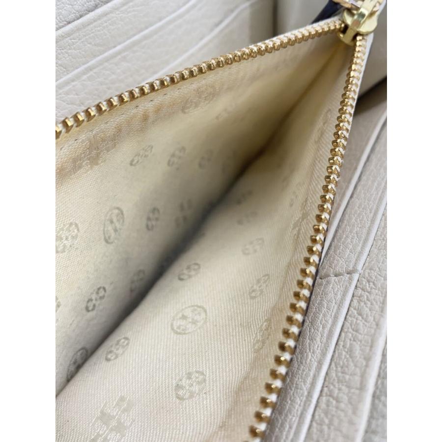 TORY BURCH◇ラウンドジップ/長財布/レザー/WHT/レディース : セカンド