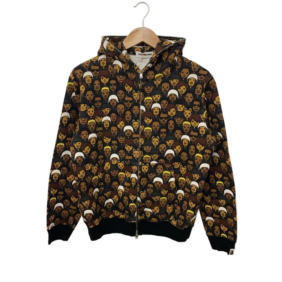A BATHING APE◇EXILEコラボ/ジップパーカー/S/コットン/BLK/総柄