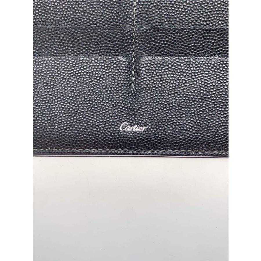 Cartier◇2つ折り長財布/レザー/BLK/メンズ/ダメージ有/ジッパーの