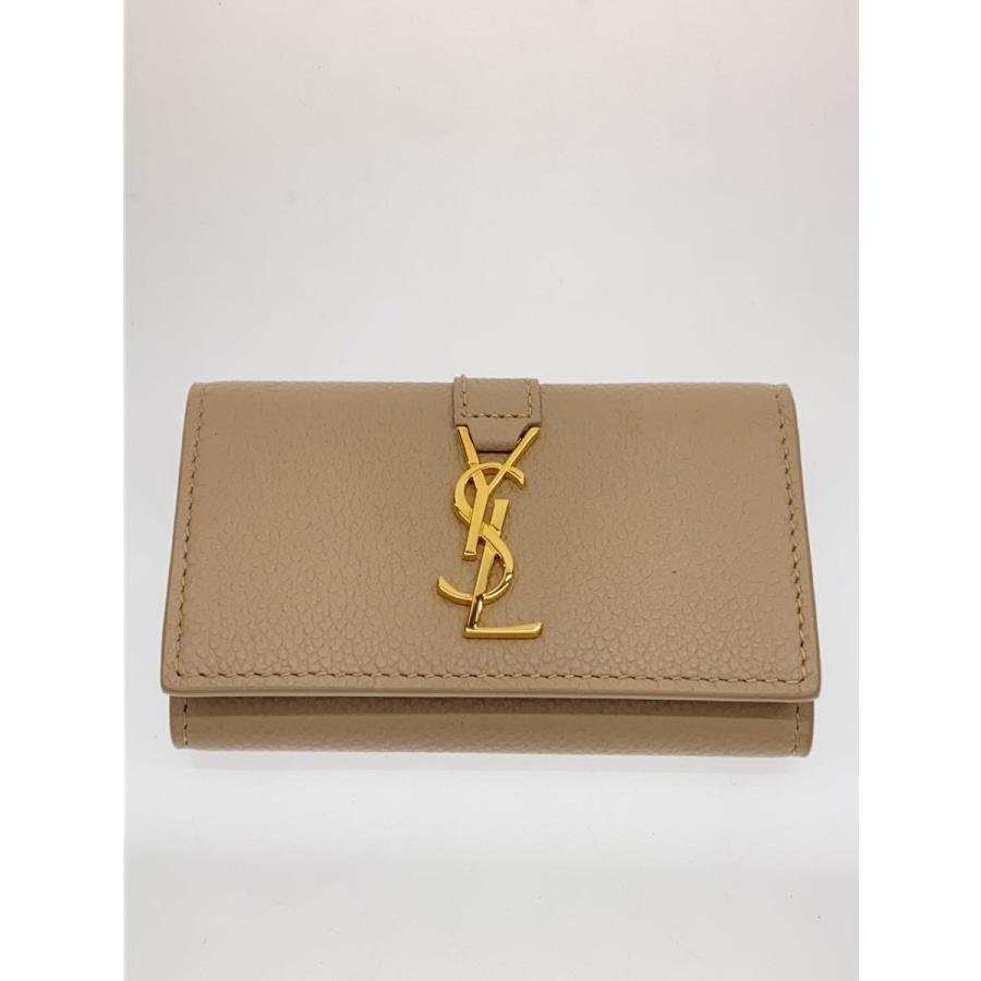 SAINT LAURENT◇キーケース/レザー/BEG/無地/レディース
