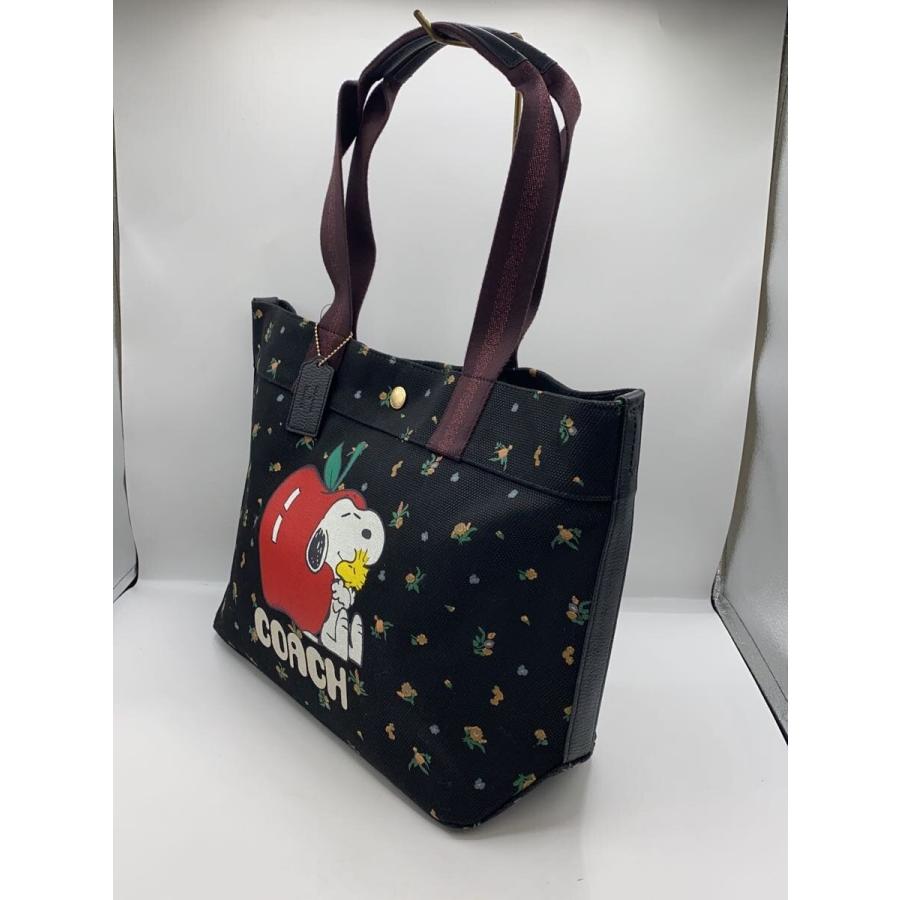 COACH◇トートバッグ/キャンバス/BLK/花柄/スヌーピー/6172 : セカンド