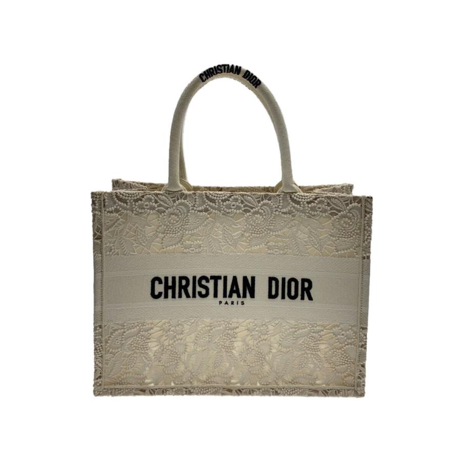Christian Dior◇23SS/BOOK TOTE/トートバッグ/レース/WHT/花柄