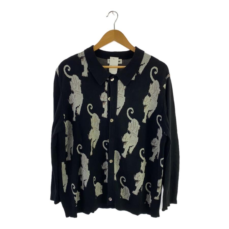 TTT_MSW◇カーディガン(薄手)/L/コットン/BLK/総柄/TTT-2021AW-KT03