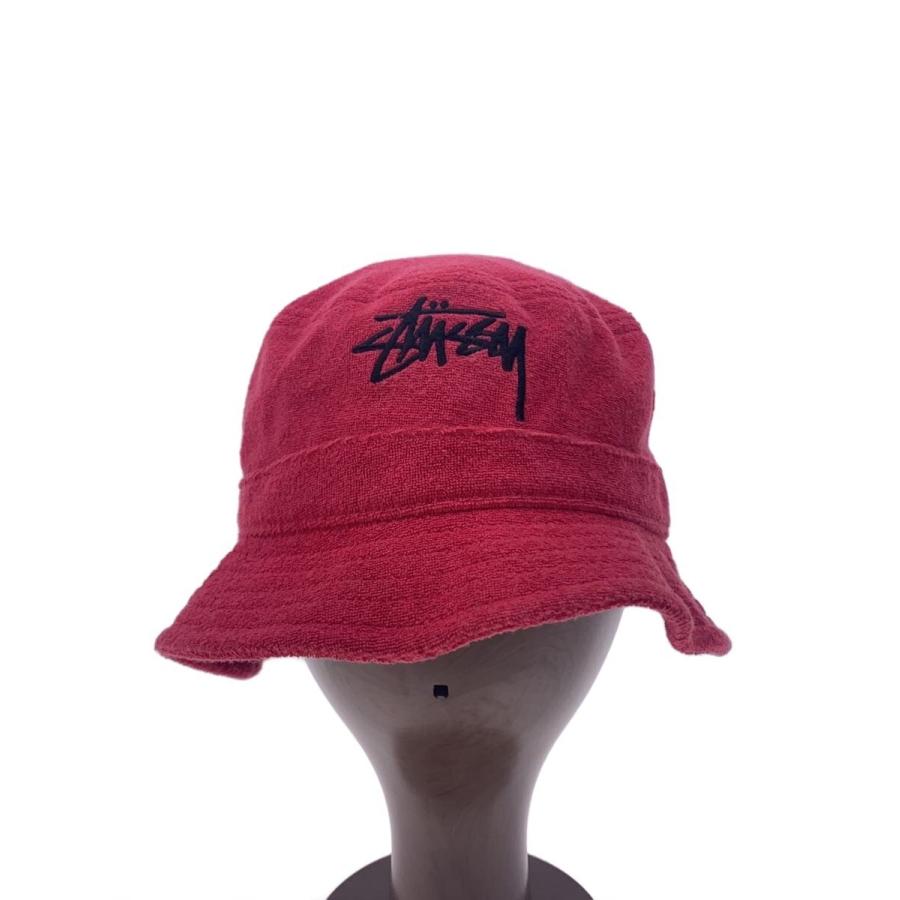 STUSSY◇バケットハット/M/コットン/RED/メンズ : セカンドストリート