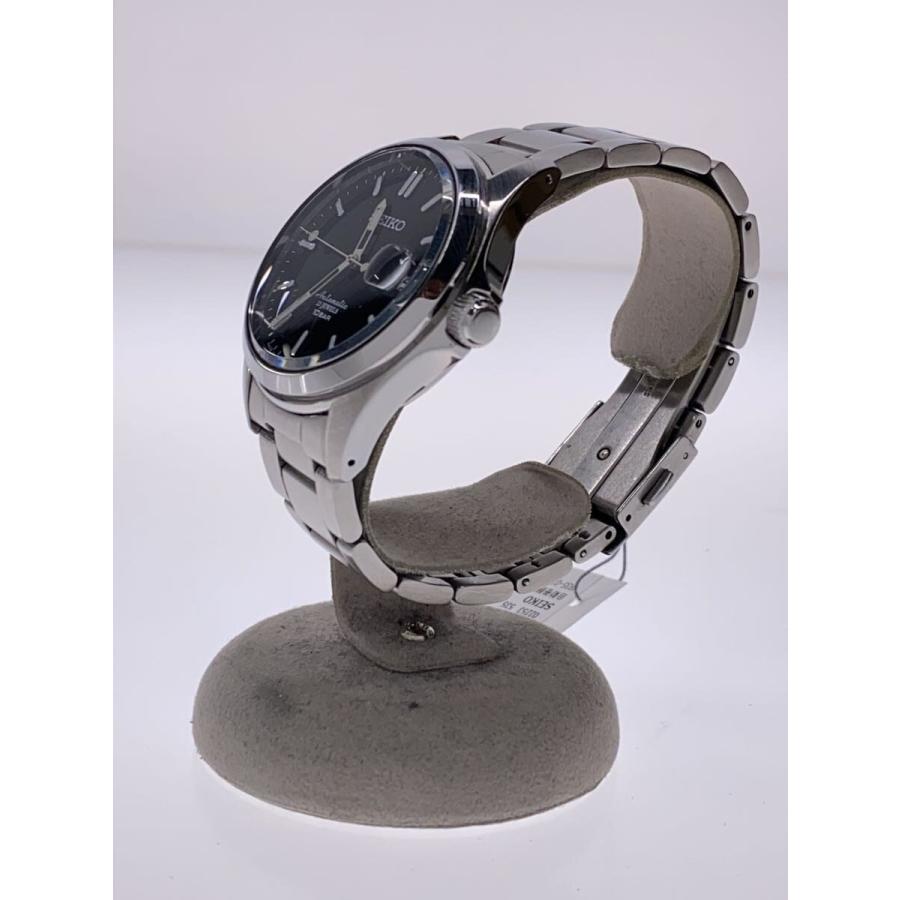 SEIKO◇自動巻腕時計/アナログ/ステンレス/BLK/SLV/4R35-03Y0
