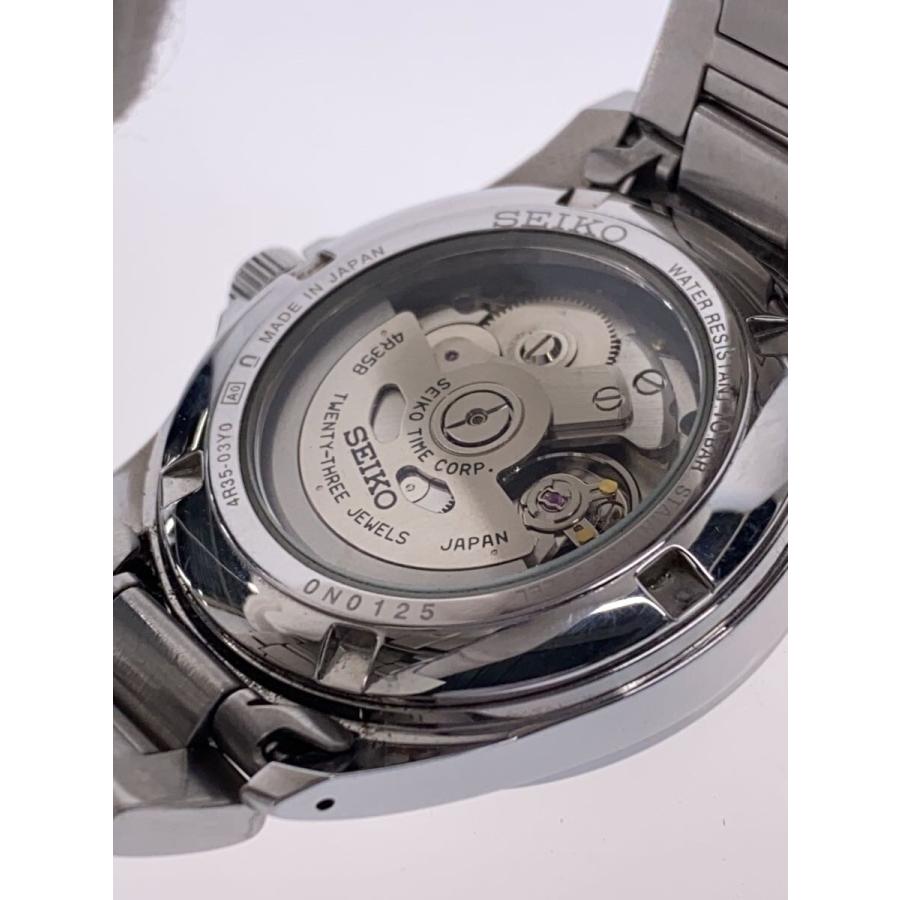 SEIKO◇自動巻腕時計/アナログ/ステンレス/BLK/SLV/4R35-03Y0