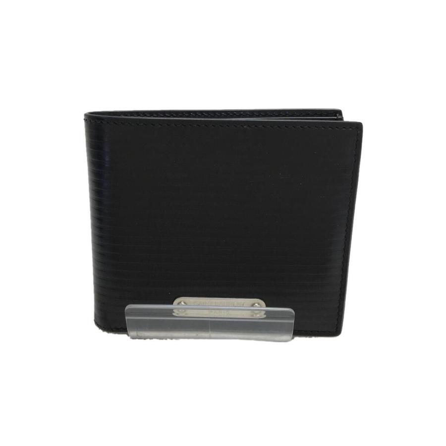 SAINT LAURENT◇2つ折り財布/札入れ/レザー/ブラック/サンローラン