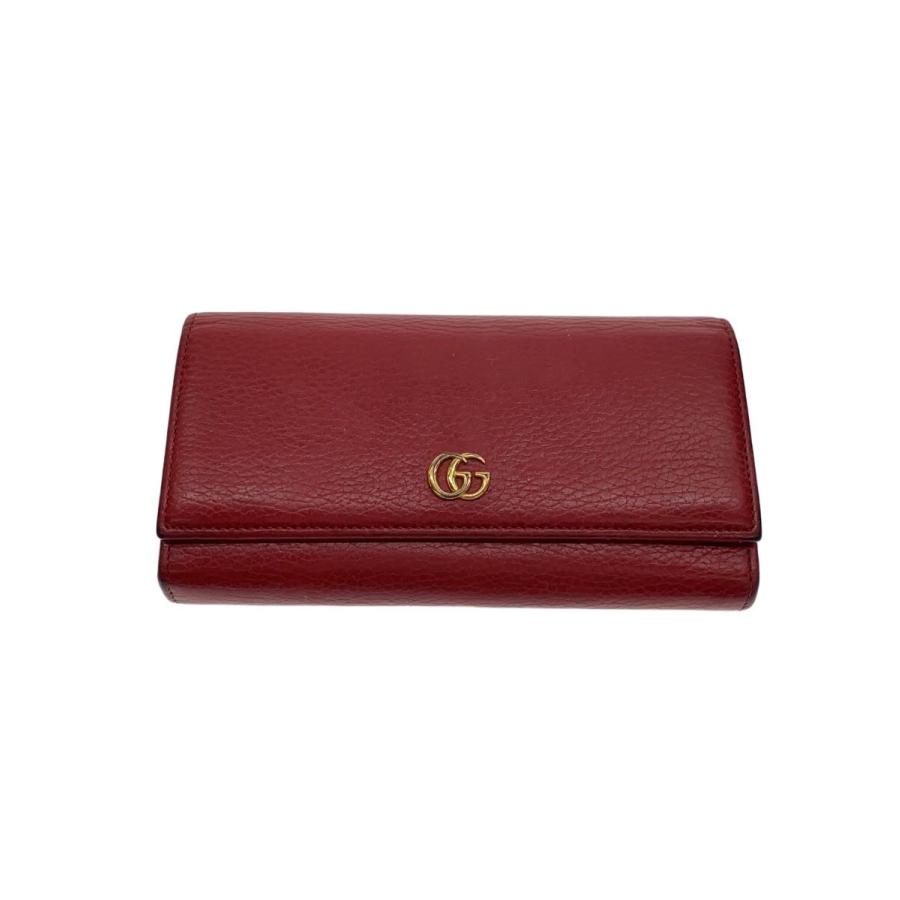 グッチ　長財布　レザー　赤 GUCCI◇長財布/レザー/RED/無地/レディース// : セカンドストリート