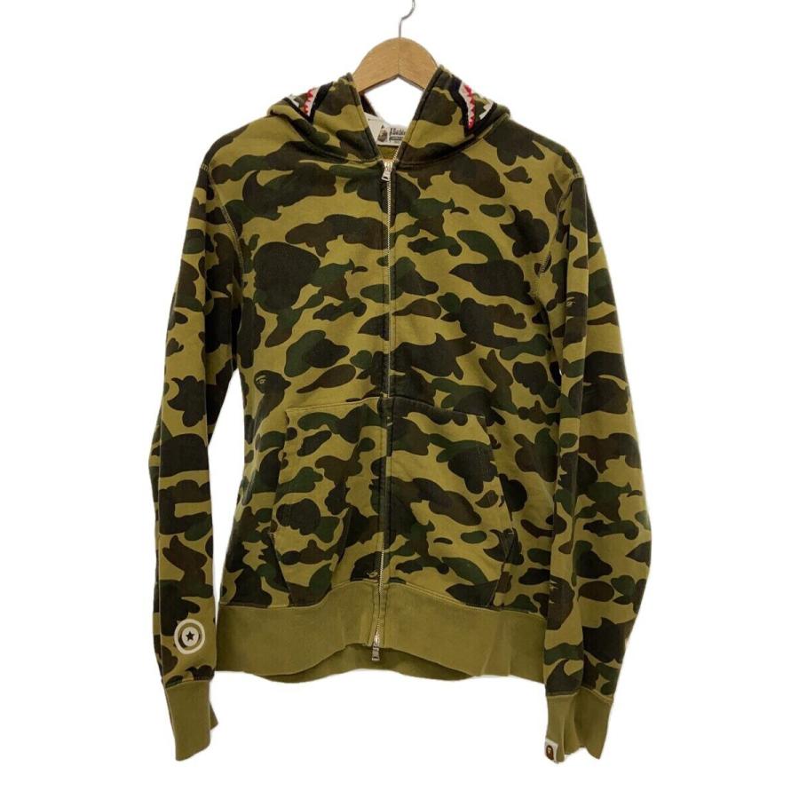 A BATHING APE◇ジップパーカー/L/コットン/GRN/カモフラ 